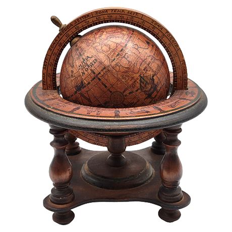 Vintage Olde World Globes Small Wooden Zodiac Globe