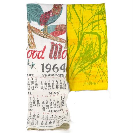 Pair of Vintage Barkcloth Hand Towels