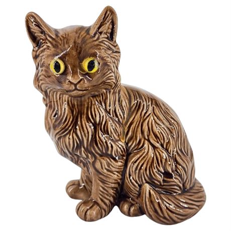 Vintage Surprised Ceramic Cat Figurine