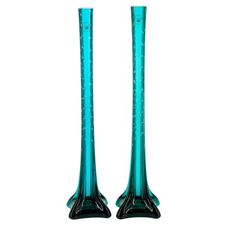 Pair of Mid-Century Art Glass Swung Vases