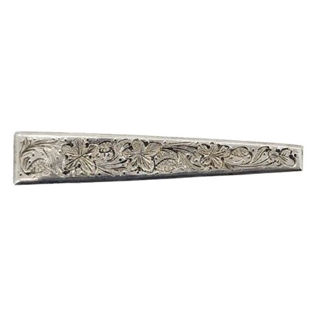 Vintage Hand Engraved Silver Tone Tie or Hair Clip