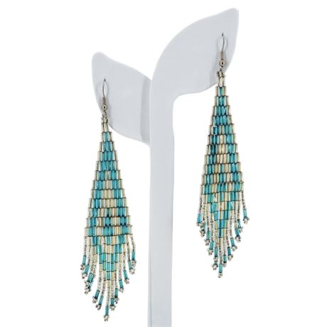 Vintage Artisan Made Long Beaded Earrings