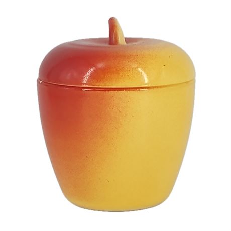 Vintage Hazel Atlas Milk Glass, Red & Yellow Apple, Jelly Jar