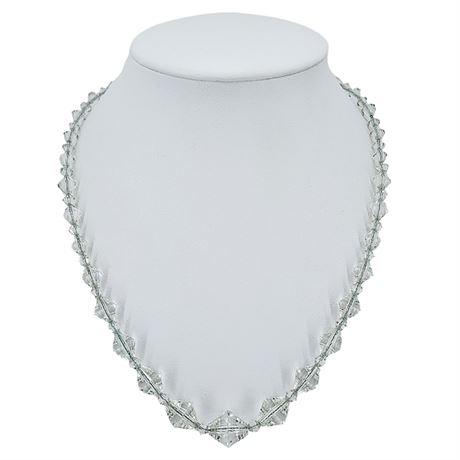 Vtg Faceted Bi-Cone Crystal Beaded Necklace