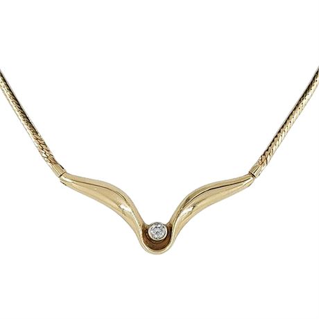 Vintage 14K Gold 0.25 Carat Diamond Necklace
