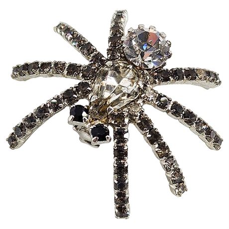 Vintage Rhinestone Spider Brooch