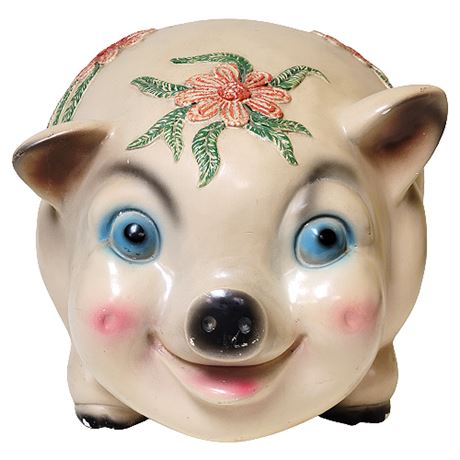 Massive Mid-Century Silvestri Bros Chalkware Happy Pig Piggy Bank