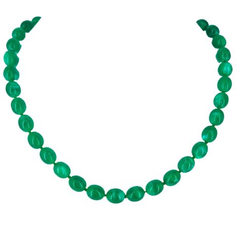 Vintage Green Moonglow Lucite Beaded Necklace