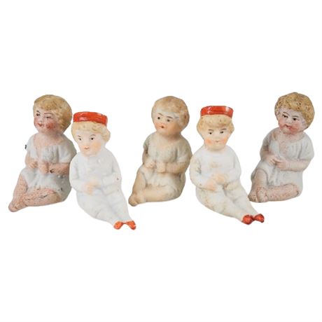 Five Vintage Porcelain Bisque Mini Figurines