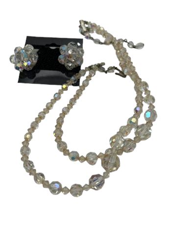 Crystal earrings and necklace lot