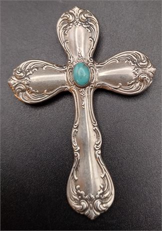 Towle Sterling turquoise cross pendant 21.2 G