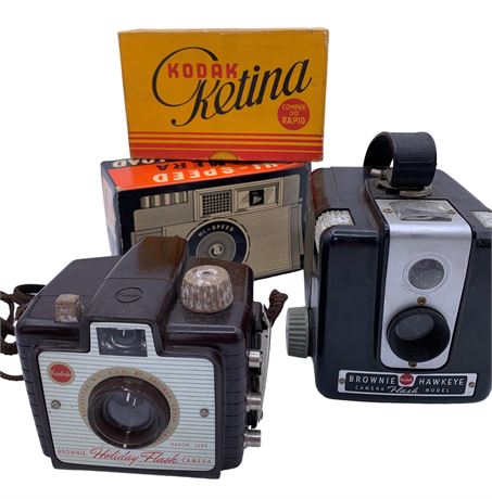 Vintage Photography Kodak Brownie Hawkeye & E-Z Load Camera Lot