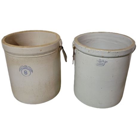 6-Gallon Vintage Stoneware Crocks
