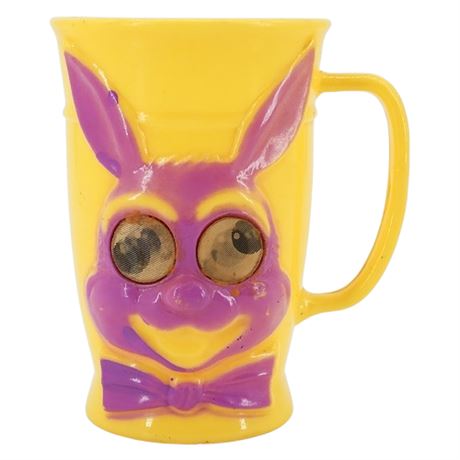 Vintage Lenticular Eyes Easter Bunny Hard Plastic Mug