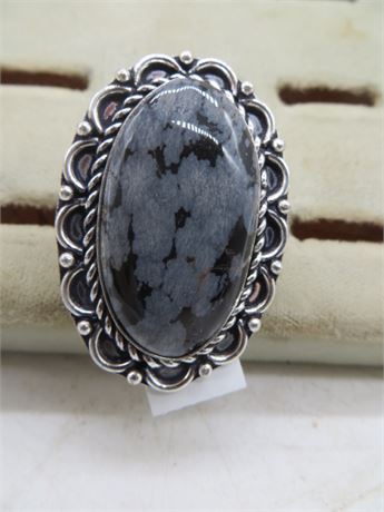 New Snowflake German Silver Ring Large Stone Size 6