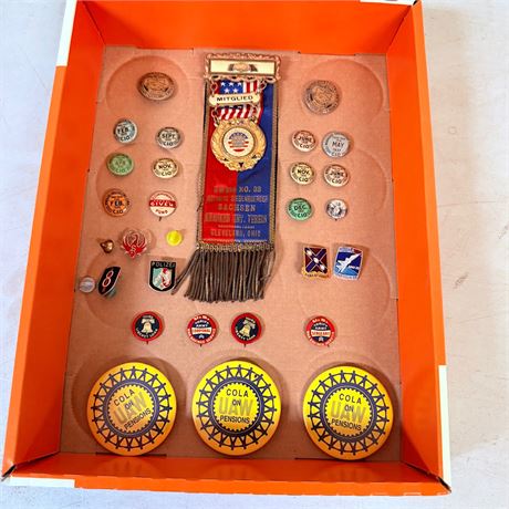 1910s to 1960s Ribbons Buttons + Pins