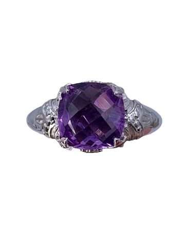 NEW 3.8 Carat Amethyst & Sterling Silver Solitaire Ring