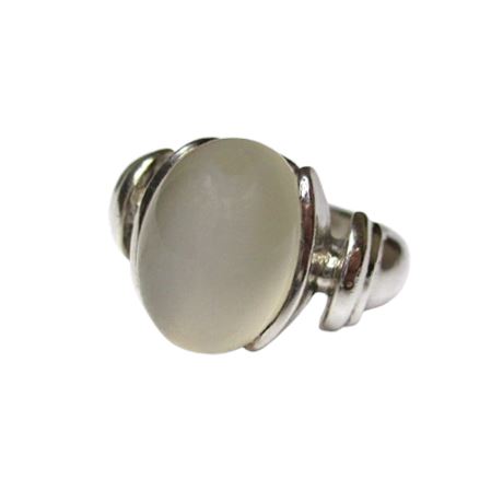 Moonstone Cabochon Sterling Silver Ring Sz 7.75