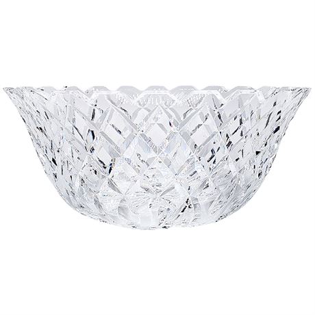 Waterford Squared Scallop Flower Bottom Cut Crystal Centerpiece Bowl