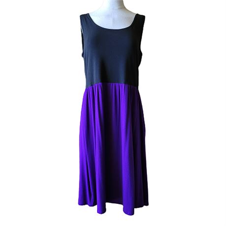 DKNY Black & Purple Jersey Knit Sundress