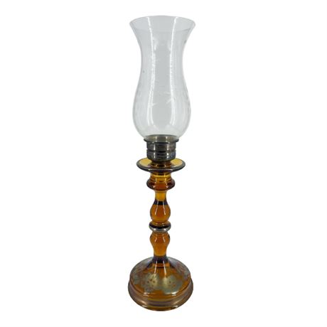 Tiffin-Franciscian Amber Candlestick with Shade