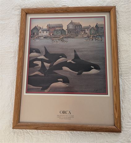 Framed Orcas Print 21.5" x 17.5"