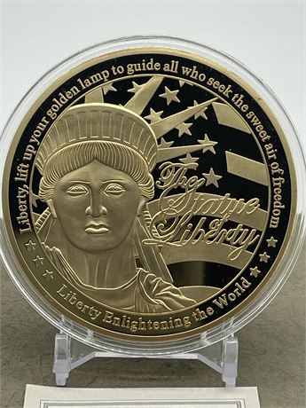 Liberty Shining Light Coin - 24k Layered Gold, Spot Silver & Swarovski Crystal