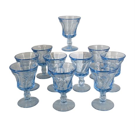 Set 10 Fostoria Jamestown Blue Stem glasses