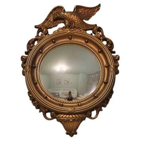 Great Lakes VNTG - Vintage SYROCO Antiqued Gold Convex Eagle Mirror