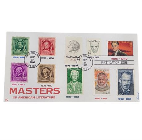 Masters of Literature 1996 FDC With 10 Stamps