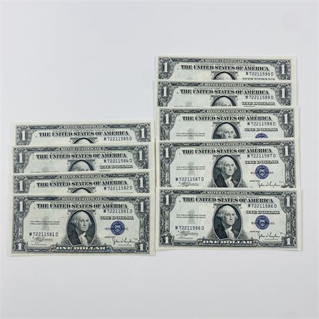 10 Consecutive 1935 $1 Silver Certificates