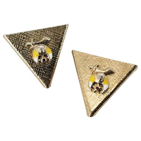 Vintage Shriner Gold Tone Collar Tips