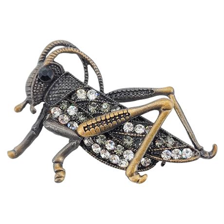 Vintage Inspired Rhinestone Grasshopper/Cricket Brooch