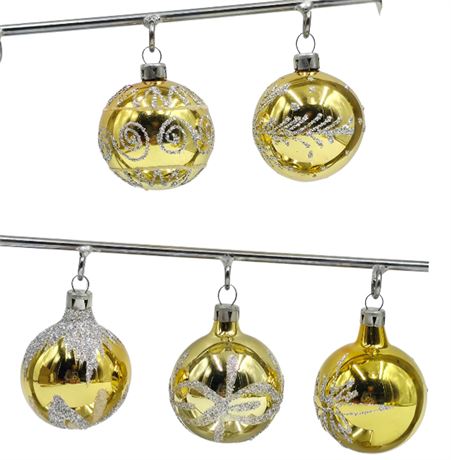 VTG Gold & Silver Glass Ornaments
