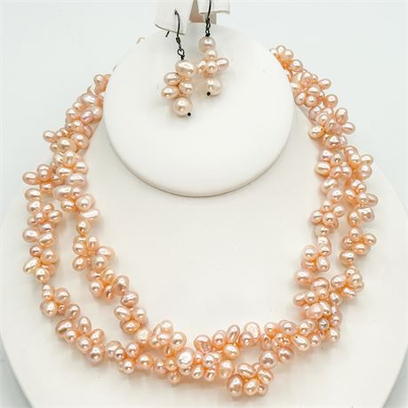 Vintage Carole Little Freshwater Pearl Necklace & Earring Set