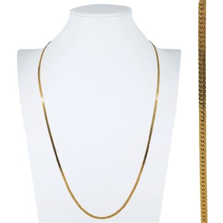 Signed Vintage MONET 27" Gold Tone Herringbone Necklace