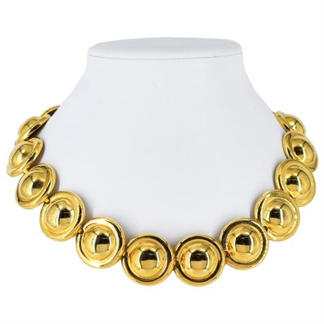 Signed Vintage ANNE KLEIN Gold Tone Statement Necklace
