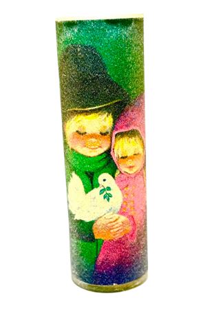 Vtg Sugar Frosted Cylinder Christmas Candle