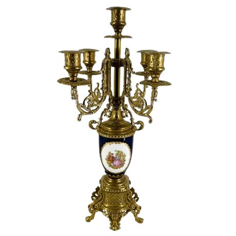 Mid-Century Italian Brevettato Baroque Brass Mantle Candelabra