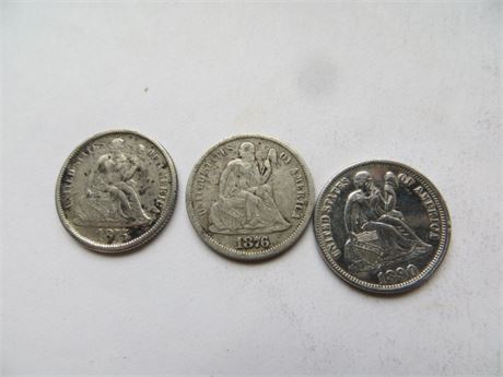 3 Seated Silver Dime