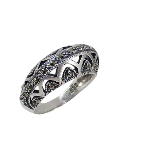 Sterling Silver Marcasite Domed Ring Sz 7