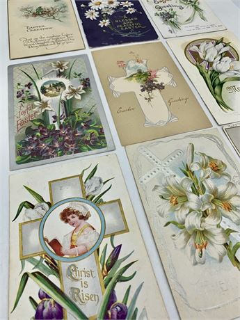 9 pc 1913-1926 Antique Easter Postcard Ephemera Correspondence Lot
