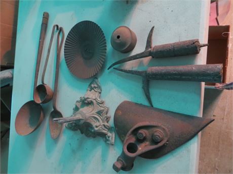 Iron Ladles, Plow Blade & Meat Cleaver