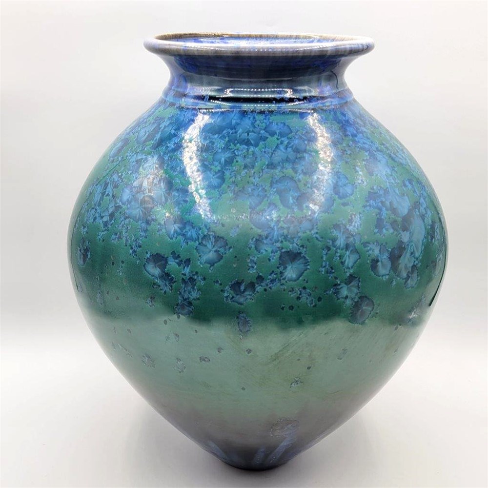 Great Lakes VNTG - Signed Bill Campbell Crystalline Glaze Pottery Vase