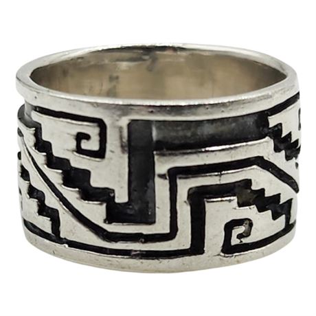 Vintage Hopi Native American Sterling Silver Ring, Sz 5.5