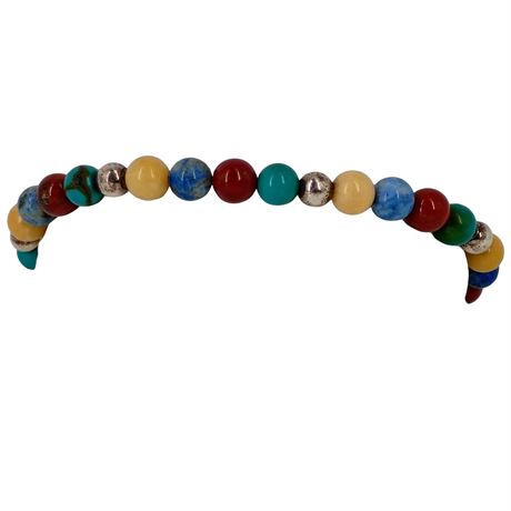 Multi-Stone Beaded Bracelet with Sterling Toggle & Landscape Pendant