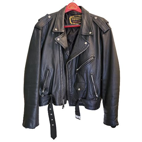 Vintage Manzoor Size 48 Leather Motorcycle Jacket