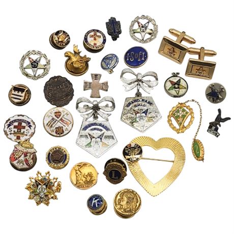 Vintage Masonic & Fraternal Organization Lapel Pins Lot