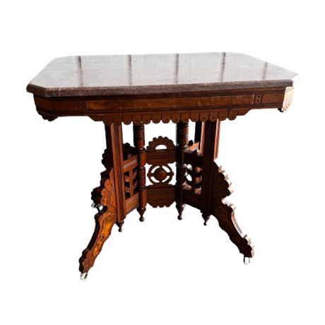 Antique Walnut Eastlake Carved Parlor Table