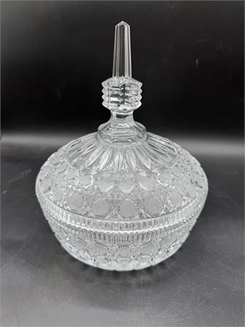 Vintage Pressed Glass Covered Candy Dish